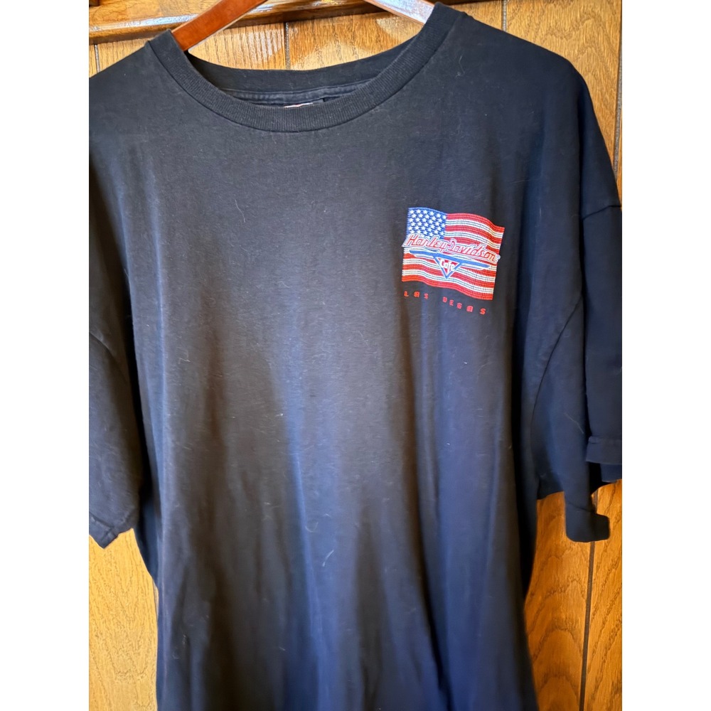 Harley-Davidson Cafe Las Vegas T-Shirt Mens Black American Flag Graphic Tee
